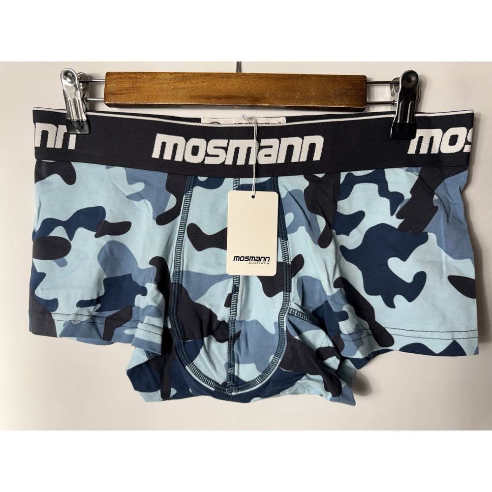 NWT Mosmann Australia Men's Large Multicolor Blue Camo Trunk Underwear